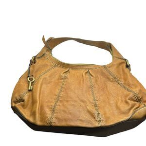 Fossil Boho Shoulder Bag Talita Womens Yellowish Tan Genuine Leather 8.5"x16"x4"